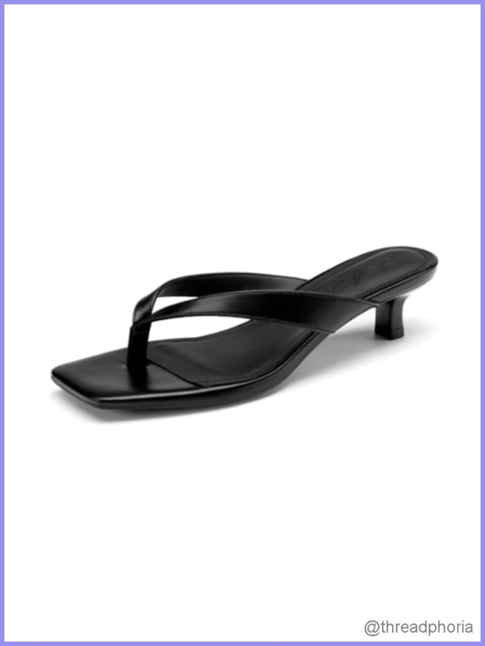 Women's Square Toe Kitten Heel Thong Sandals Slip On PU Low Heels